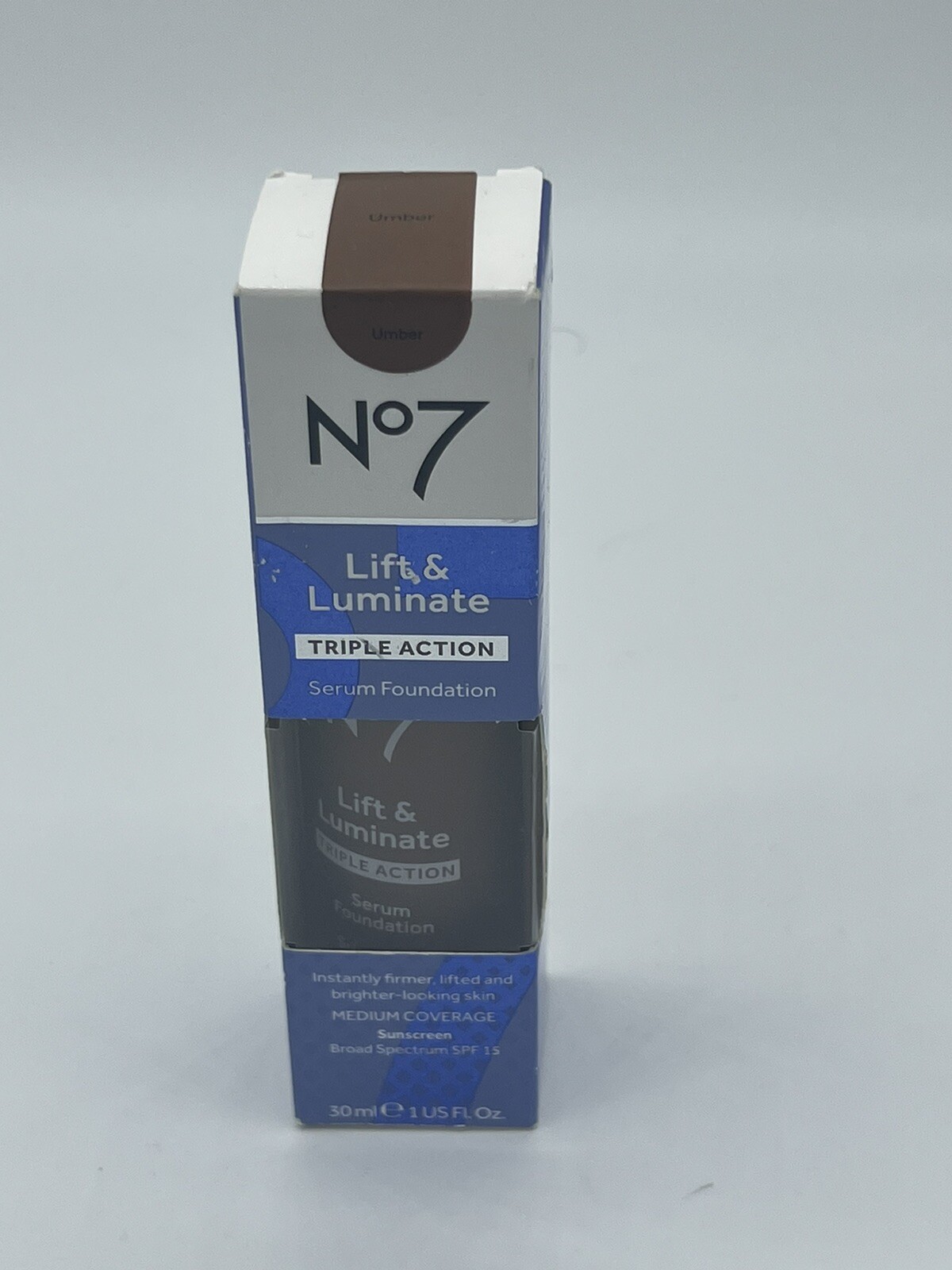 No7 Lift and Luminate Triple Action Serum Foundation SPF 15 ( Umber) New