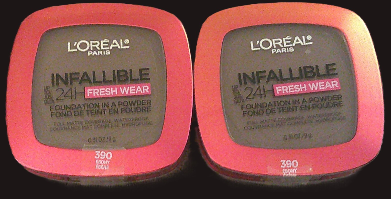 L’Oreal Paris Infallible 24H Fresh Wear Foundation Powder 390 Ebony Lot of 2 NEW