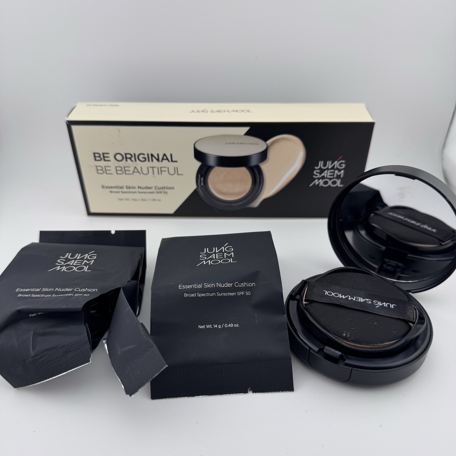 Jung Saem Mool Essential Skin Nuder Cushion Bundle +2 Refills #23 Medium Deep