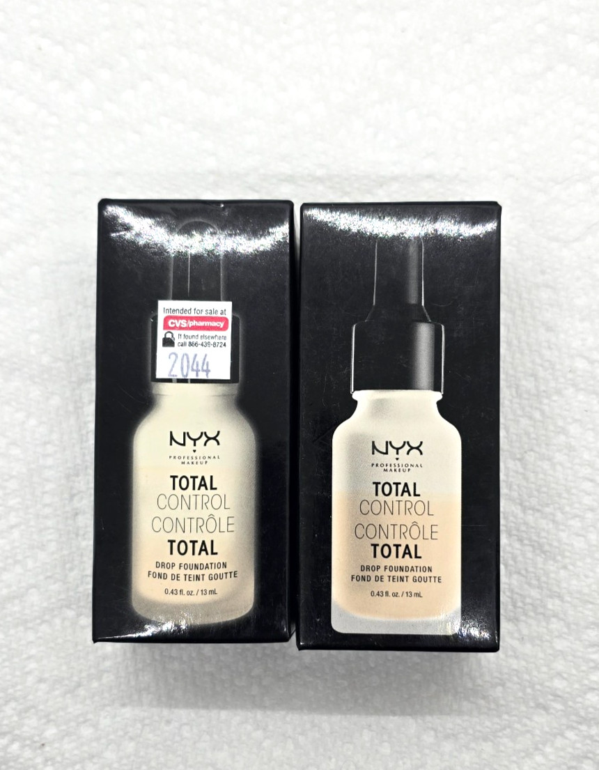2X NYX Pro Total Control Drop Foundation TCDF03 Porcelain .43oz