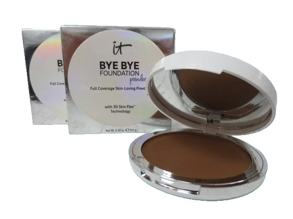 IT COSMETICS BYE BYE FOUNDATION POWDER DEEP MOCHA 0.30 OZ NWB LOT OF 2