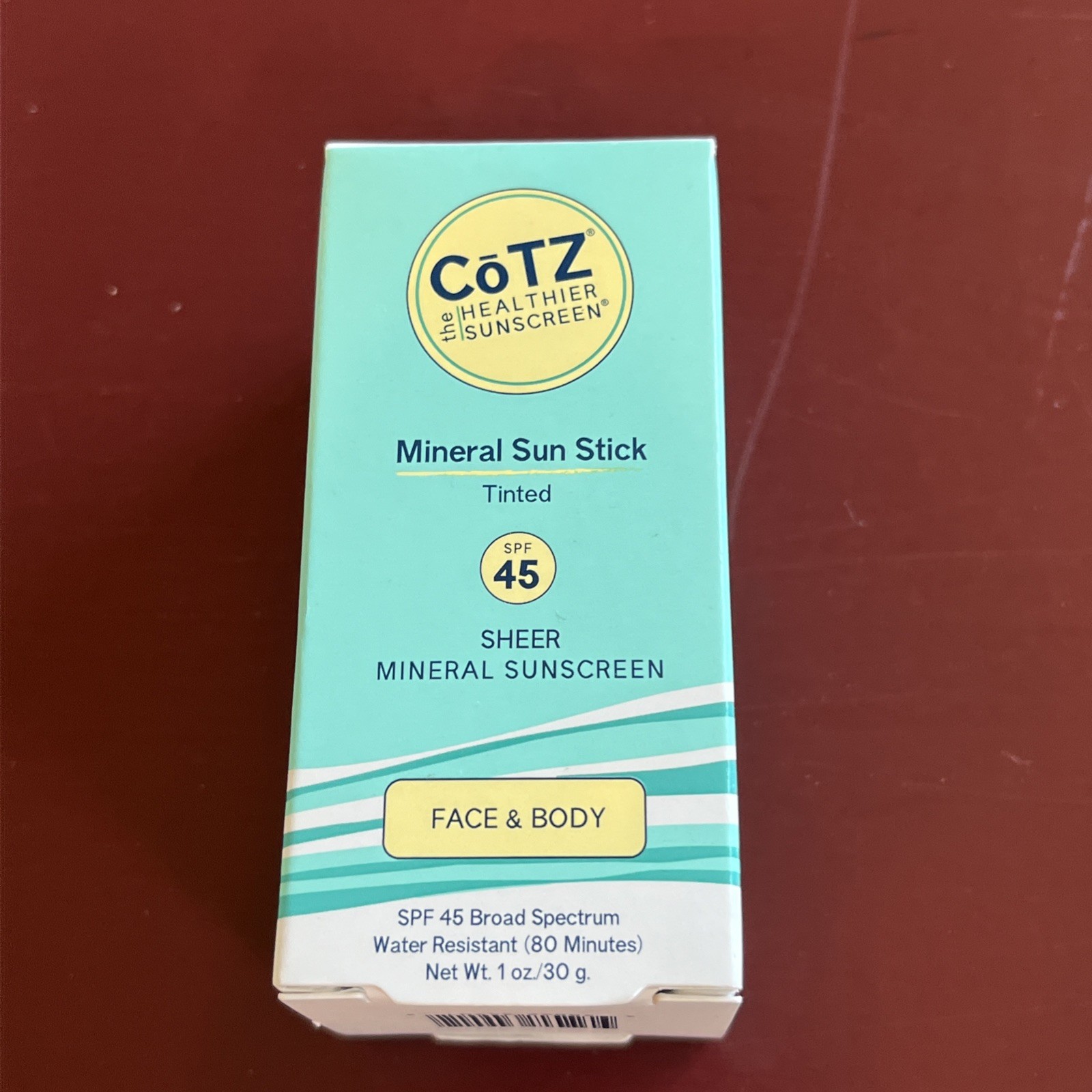 COTZ Mineral Sun Stick Tinted Sheer Sunscreen SPF 45 Face & Body 1oz / 30g NEW