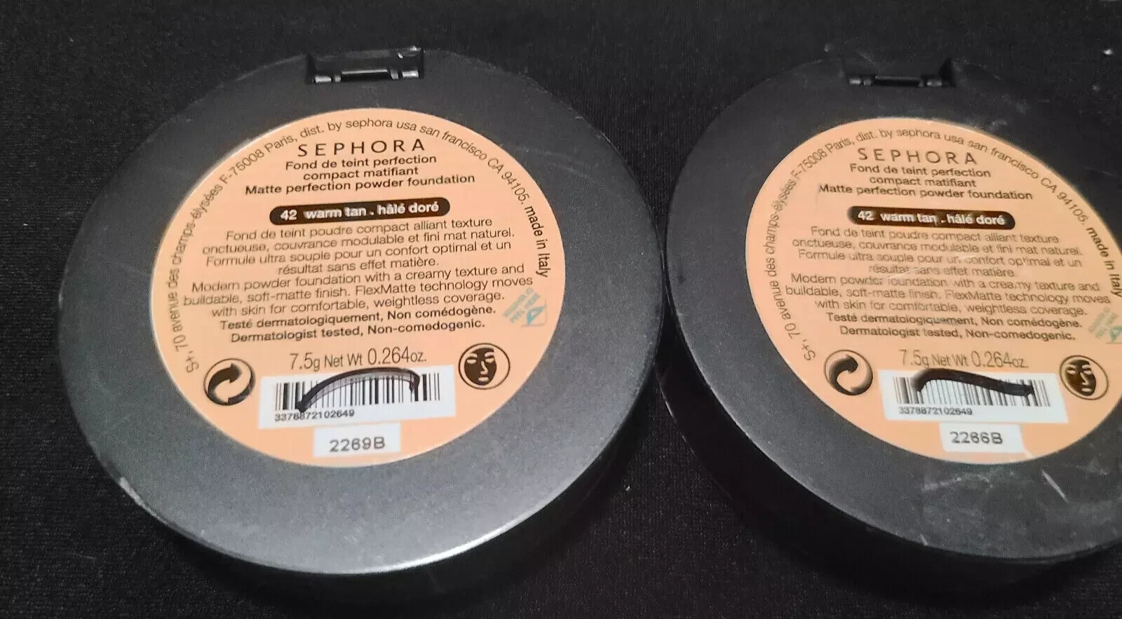 Lot of 2 ~ Sephora Matte Perfection Powder Foundation ~ 42 Warm Tan ~ Full Size
