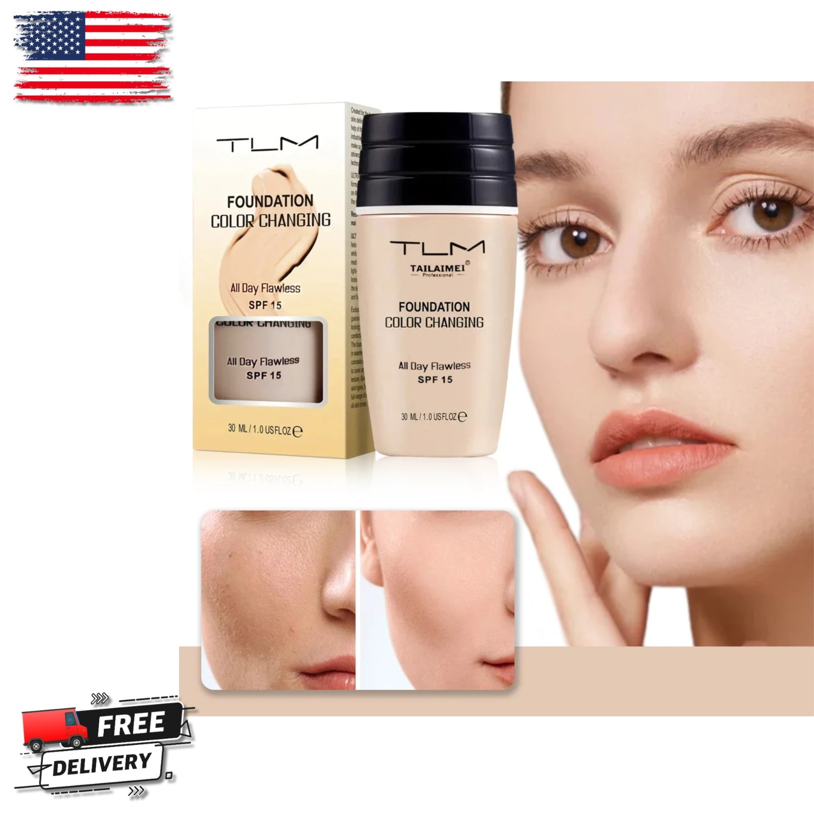 Magic Color Changing Foundation SPF Oil Control Waterproof Long Lasting 30ml