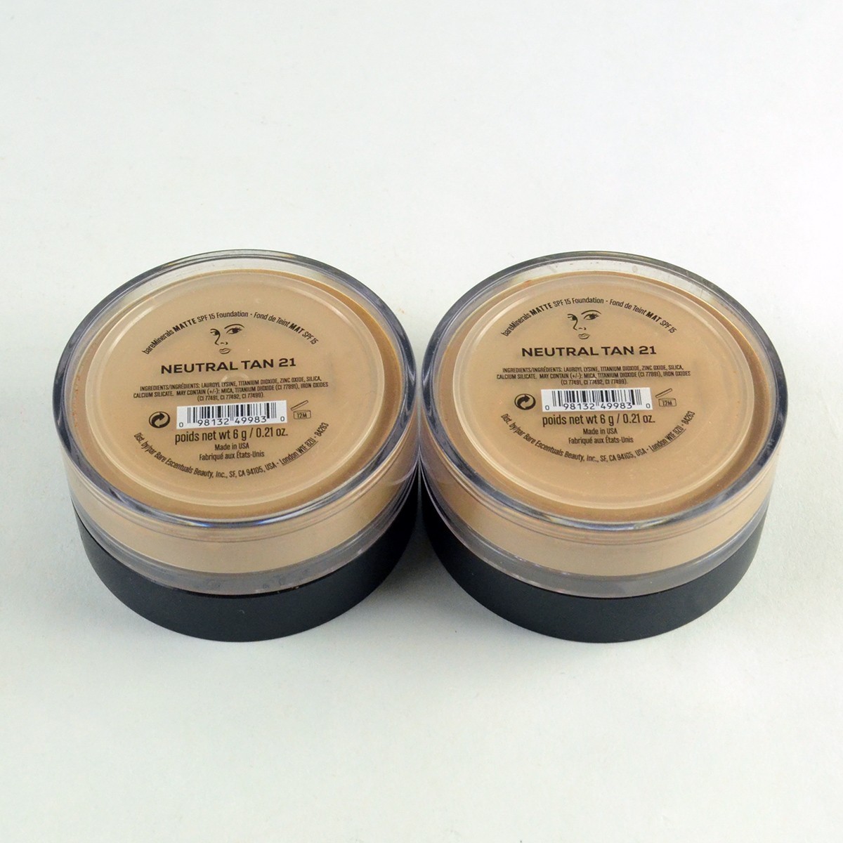 2 bareMinerals Matte Foundation SPF15 NEUTRAL TAN 21 – Set Of 2 x 6 g / 0.21 Oz.