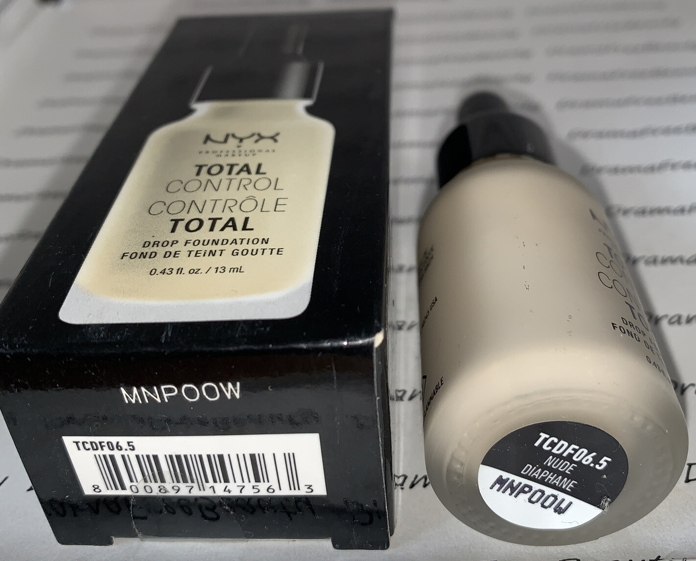 NYX Total Control Pro Drop Skin-Buildable Vegan Foundation TCDF06.5 * NUDE * New