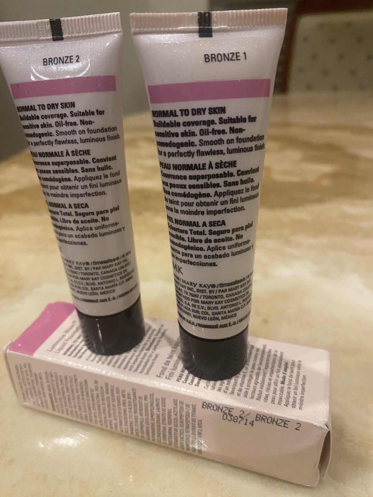MARY KAY TIMEWISE LUMINOUS WEAR FOUNDATION NORMAL TO DRY SKIN BRONZE 1 &BRONZE 2