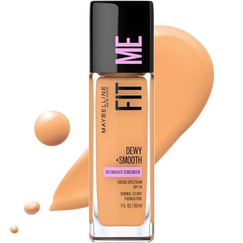 Maybelline Fit Me Dewy + Smooth Liquid Foundation Makeup, Golden Beige, 1 Count