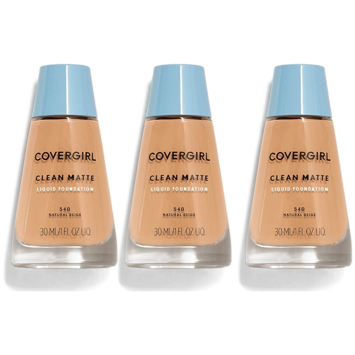 COVERGIRL Clean Matte Liquid Foundation, 540 Natural Beige, 1 fl oz, Pack Of 3
