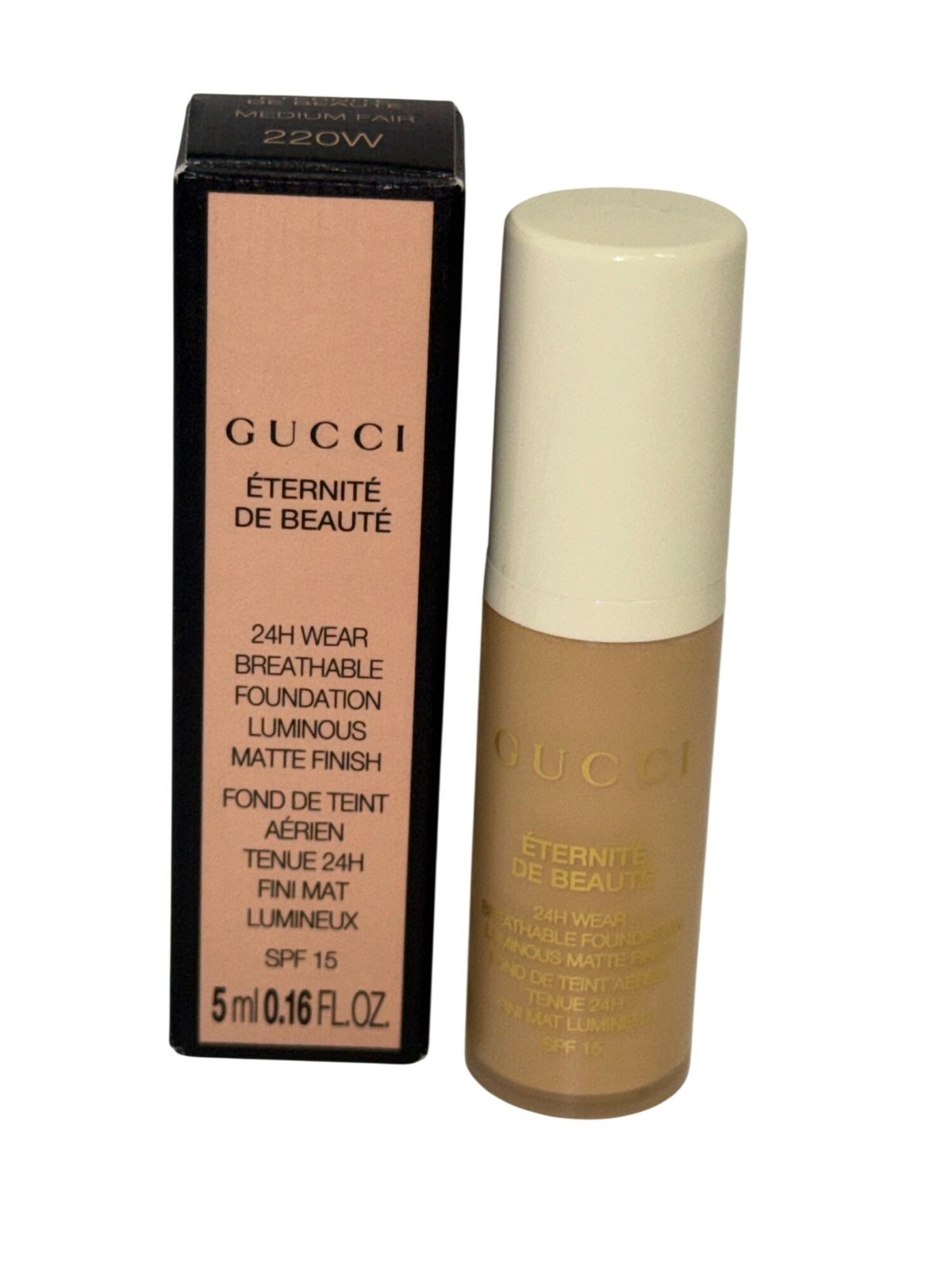 Gucci Éternité de Beauté Foundation 220W Medium Fair SPF 15 5ml New In Box