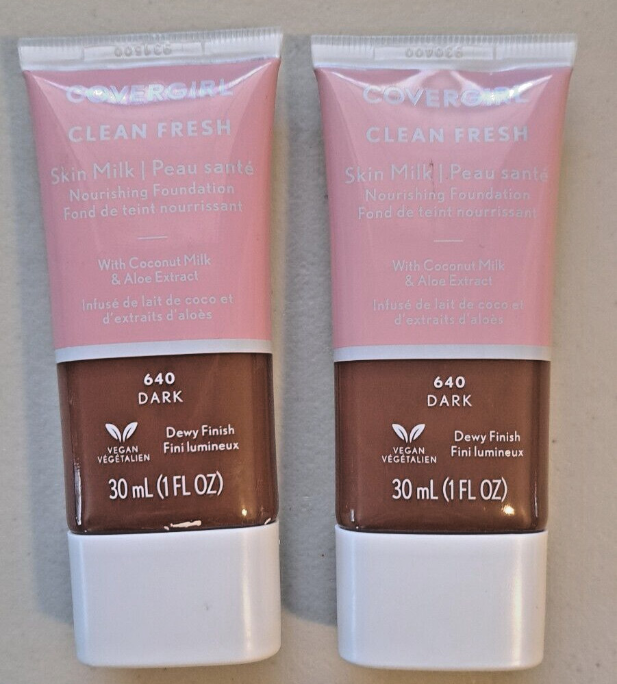 2 Pack CoverGirl Clean Fresh Foundation 640 Dark 1oz Makeup NEW