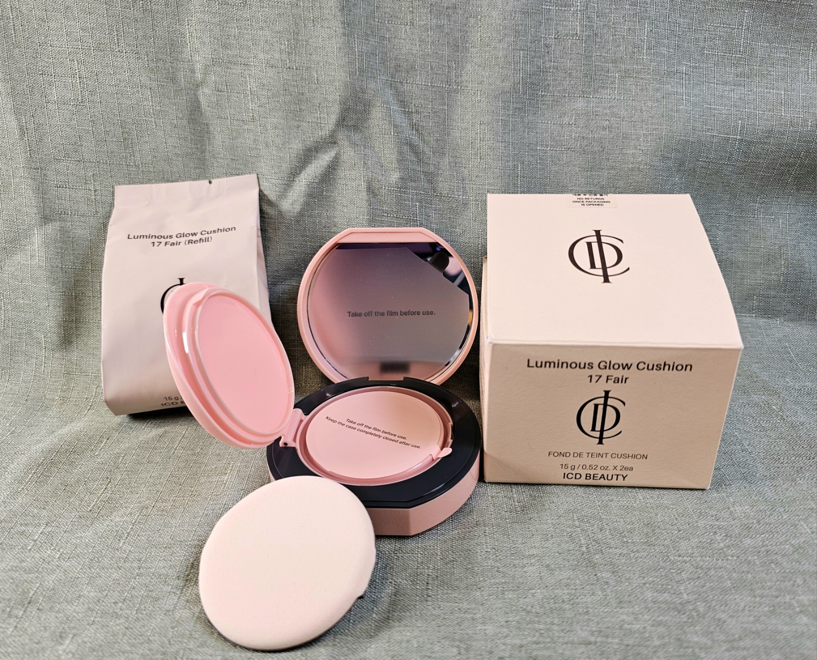 Riman ICD Makeup Luminous Glow Cushion #17 Fair K-Beauty NIB New