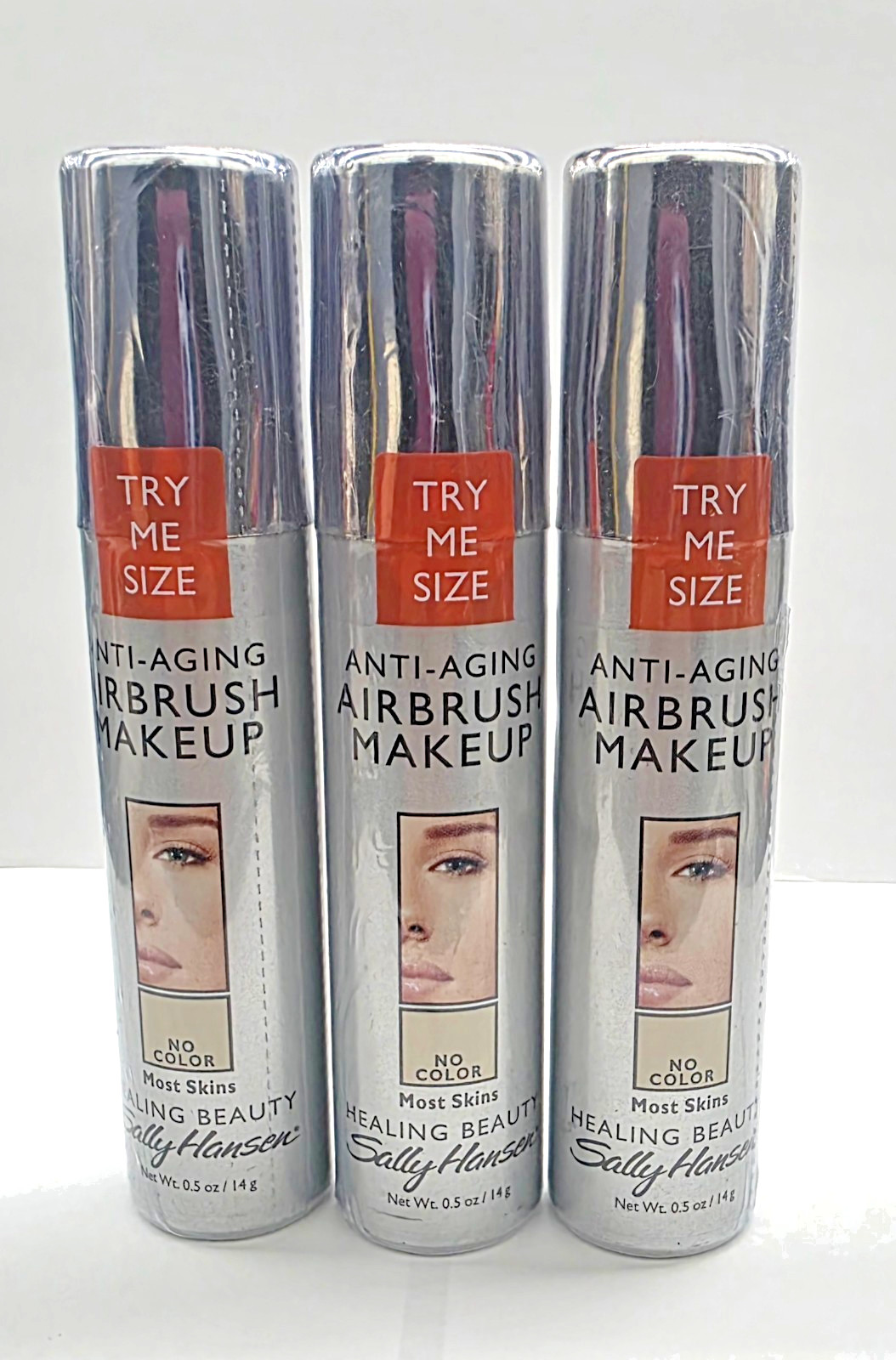 3 Pack Sally Hansen Anti-Aging Airbrush Makeup- No Color 0.5 oz
