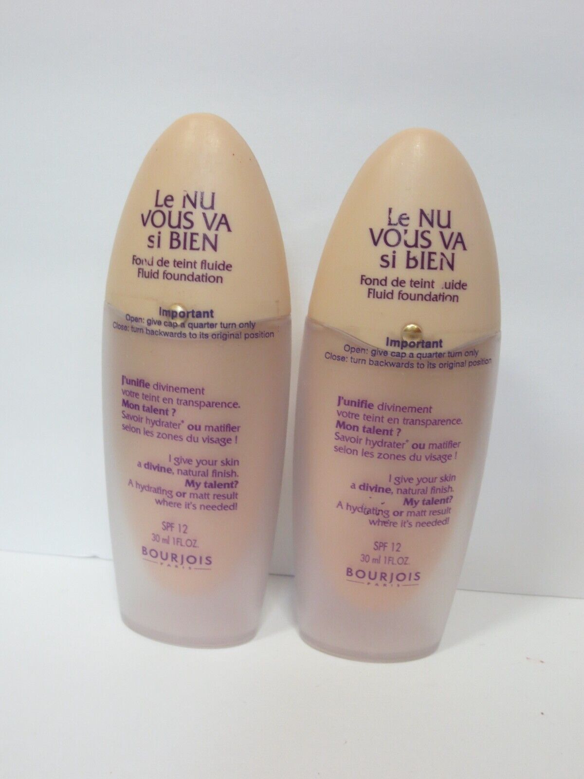 BOURJOIS LE NU VOUS VA SI BIEN FLUID FOUNDATION #54 BEIGE 1 OZ (LOT OF 2)