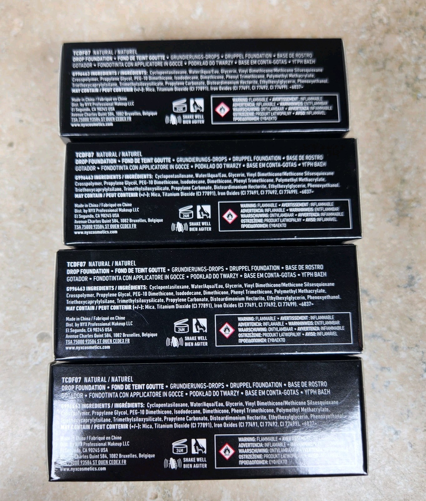 NYX PROFESSIONAL MAKEUP Total Control Drop Foundation Lot Of 4 TCDF07 Natural