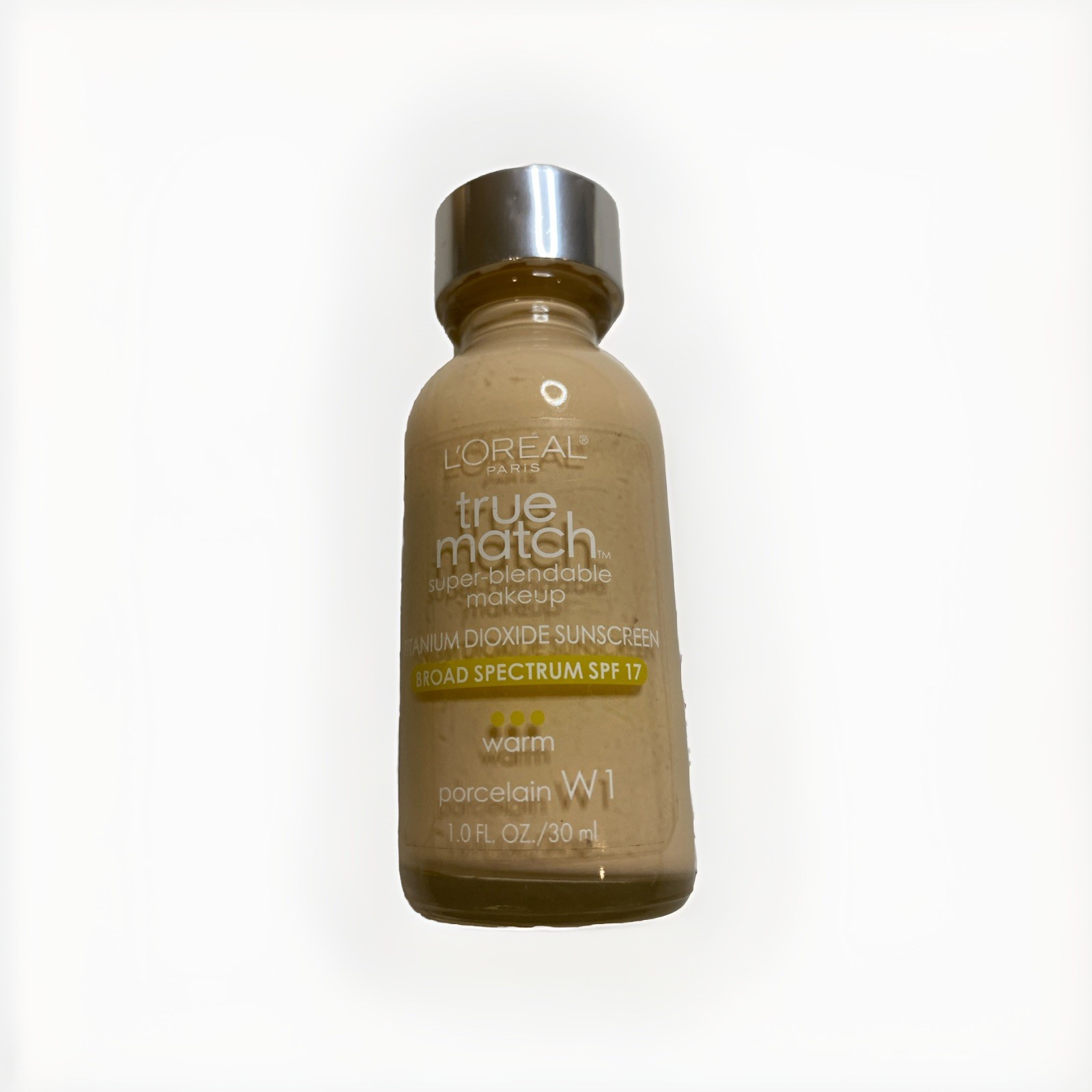 LOREAL True Match Super Blendable Liquid Foundation ~WARM # W1 PORCELAIN ~NEW