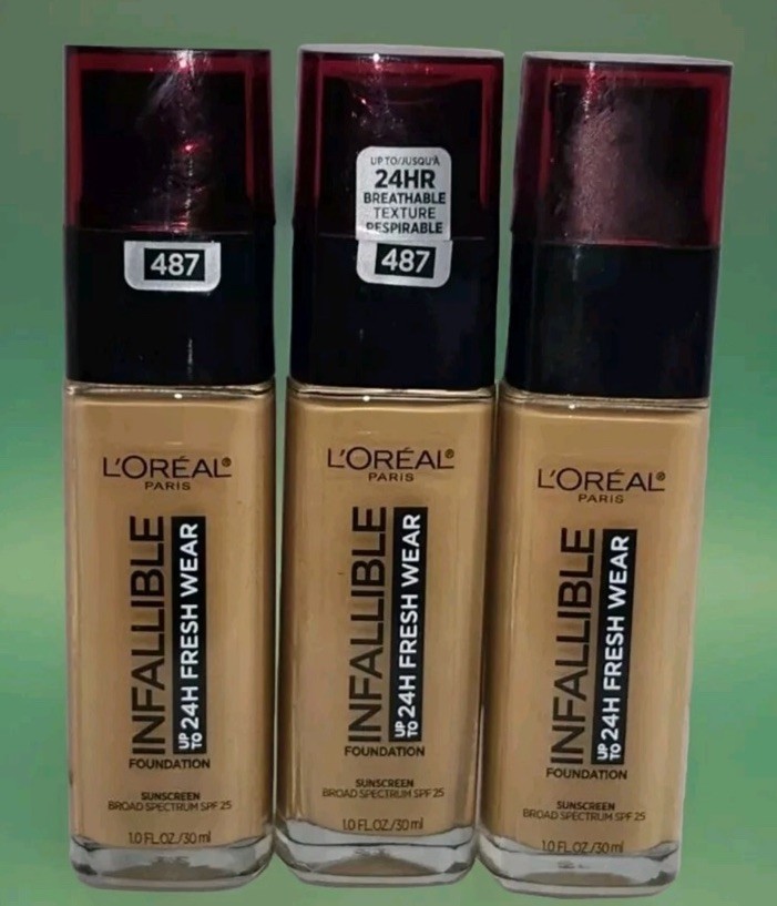 LOREAL Infallible 24hr Fresh Wear Foundation 487 Warm Almond 3pcs Read