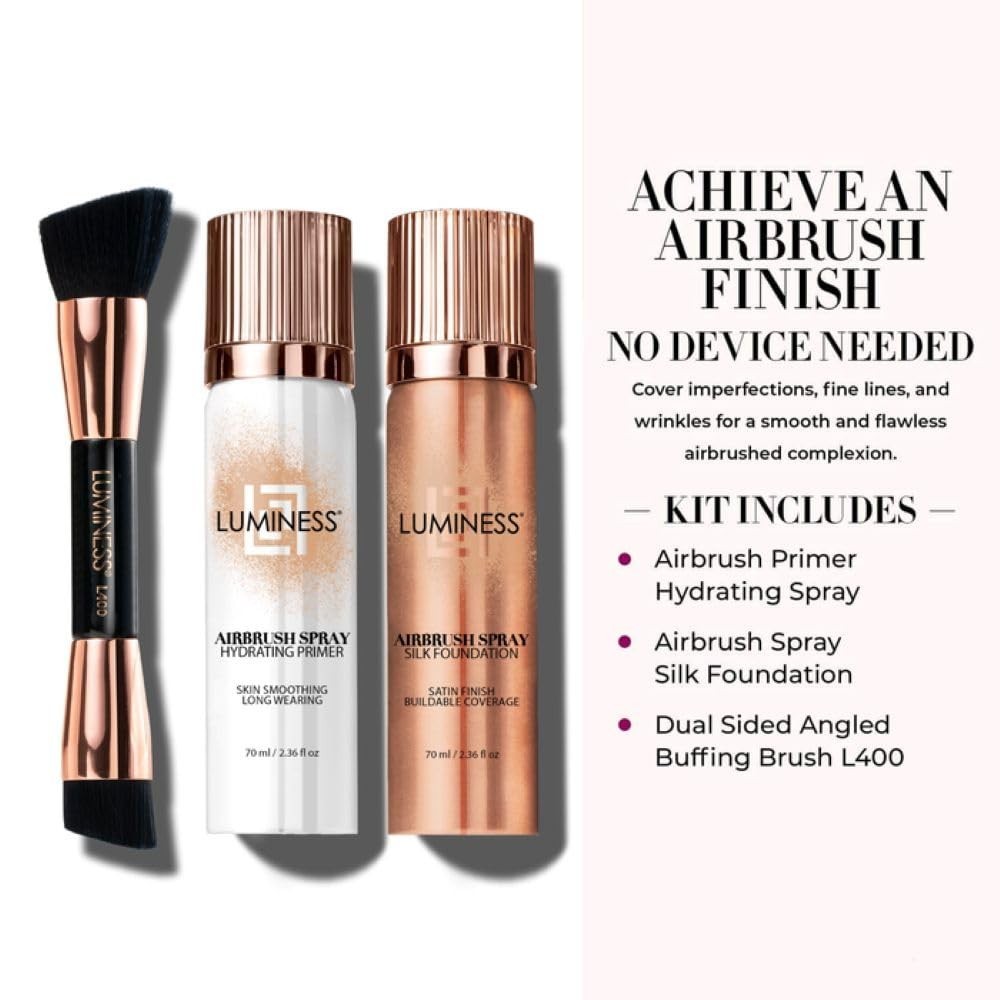 Airbrush Silk Foundation Kit – Deep Dark | Primer & Dual-Sided Brush Included