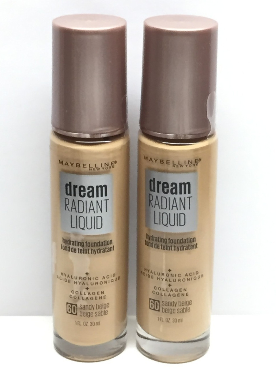 2~Maybelline Dream Radiant Liquid Foundation 60 SANDY BEIGE Retired Sealed