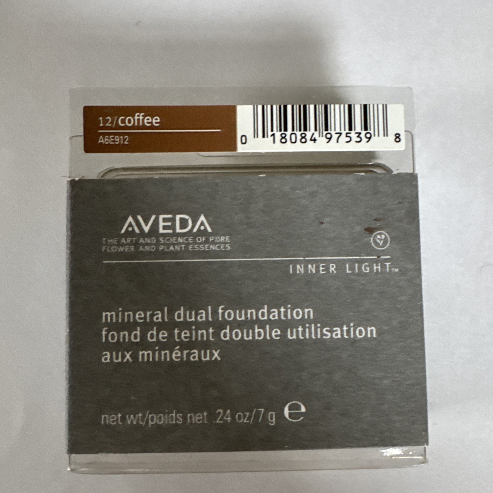 Aveda Dual Foundation Inner Light 12 Coffee Shade Mineral Pressed Powder 0.24 oz