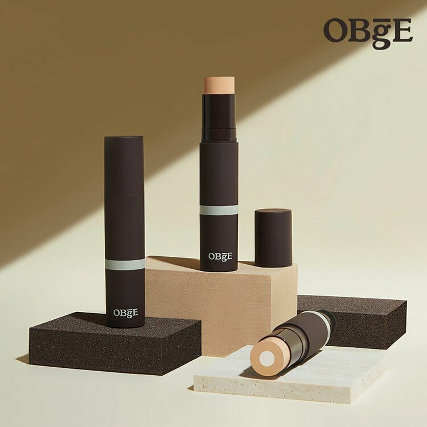 OBGE Natural Cover Foundation 13g for MEN SPF50+ PA++++ Built-in Makeup Brush