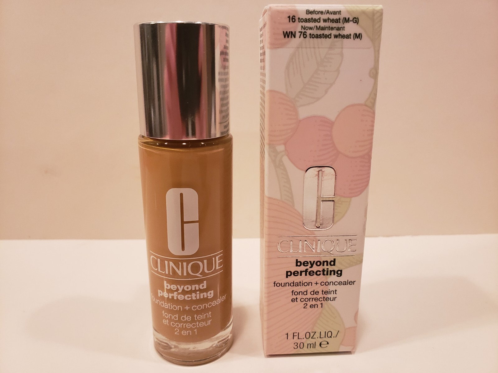 Clinique~Beyond Perfecting Liquid Foundation+Concealer~WN76 Toasted Wheat~1 oz~