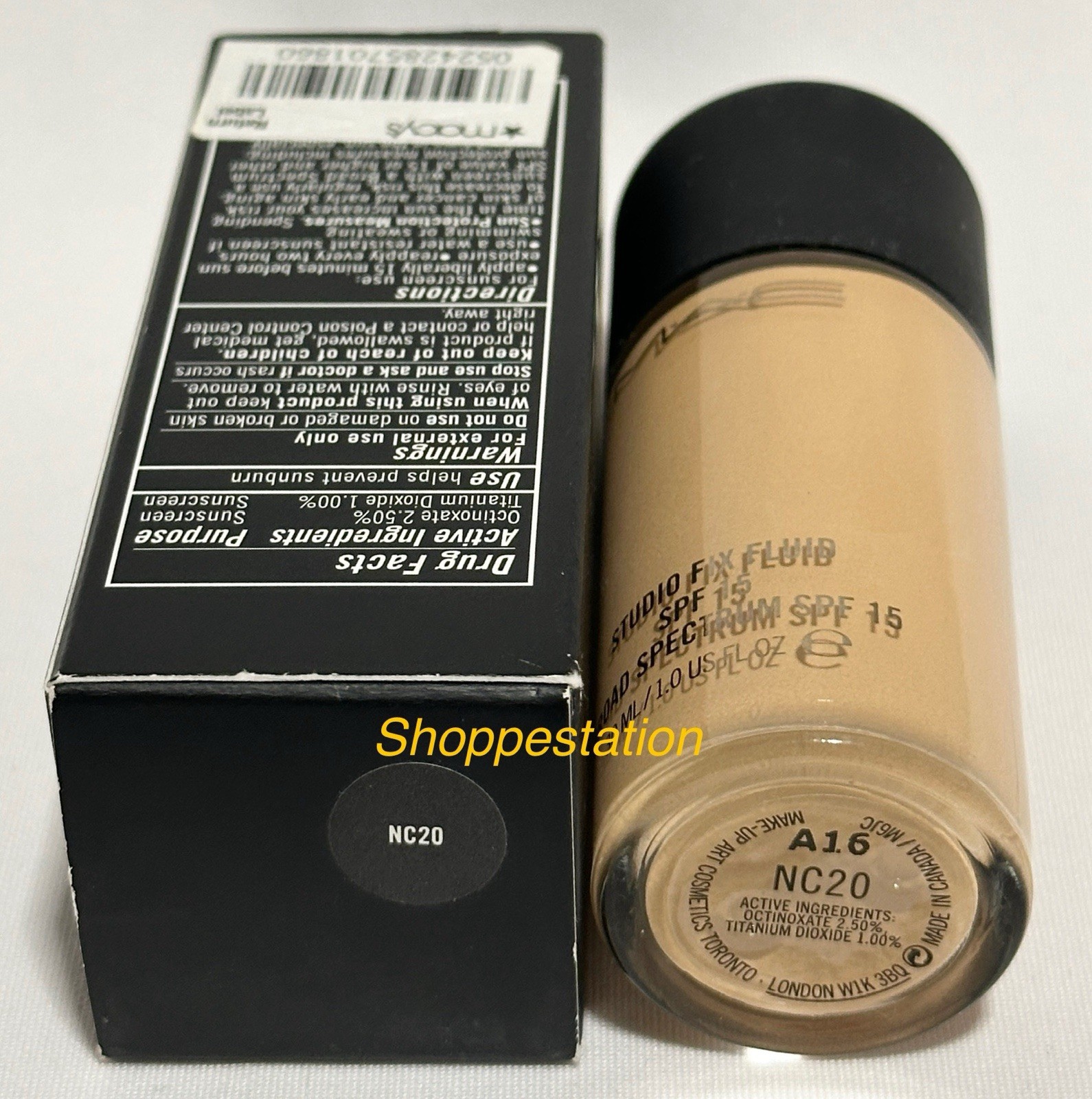 MAC Studio Fix Fluid SPF15 Foundation Shade NC20 Full Size 1oz / 30ml New In Box