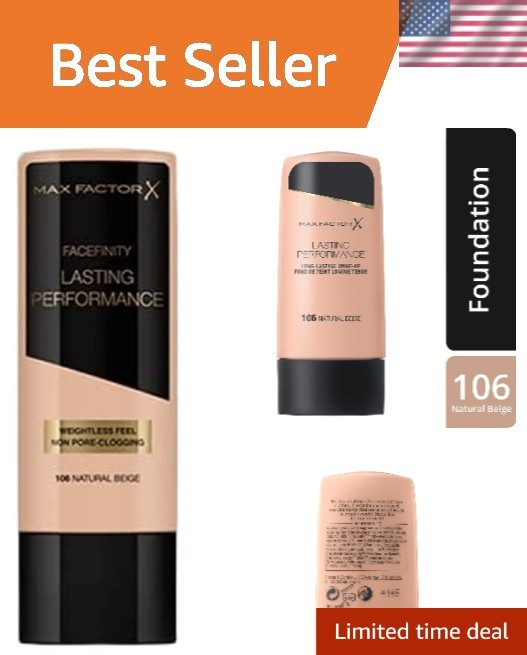 Long Lasting Performance Foundation No.106 – Natural Beige, 1.1 Oz, Matte Finish
