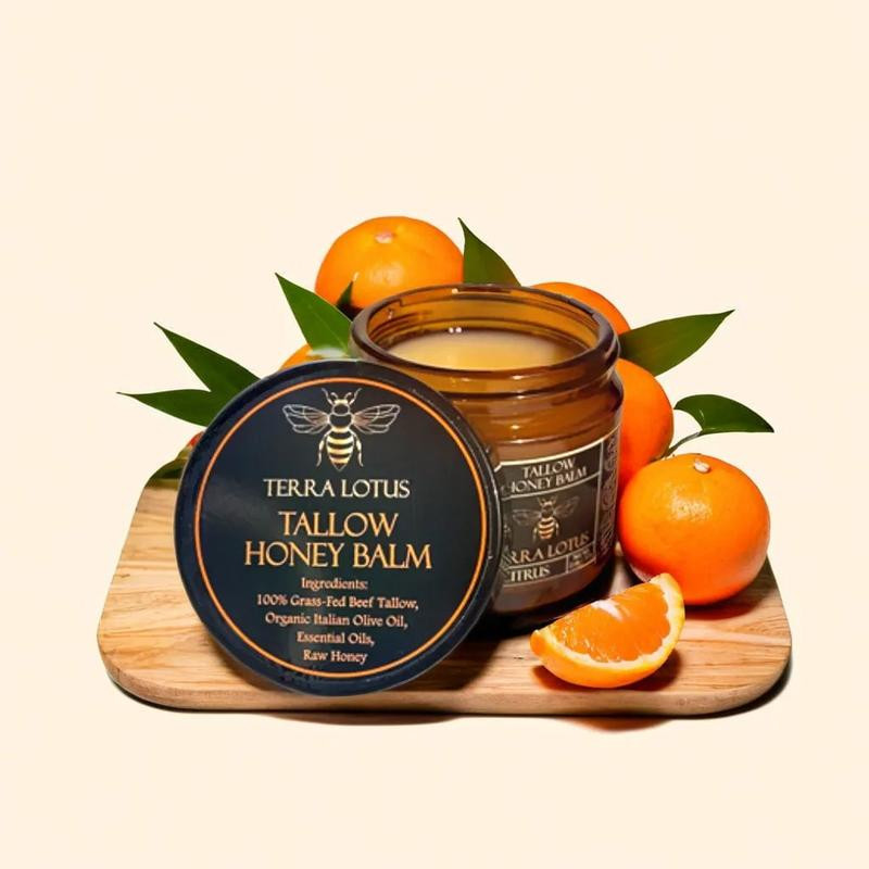 Raw Grass-Fed Beef Tallow with Balm – Honey organic Handmade All-Natural Moistur