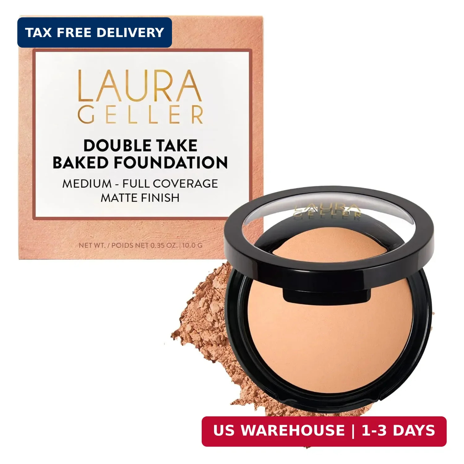 LAURA GELLER NEW YORK Baked Double Take Powder Foundation – Longwear Buildable M