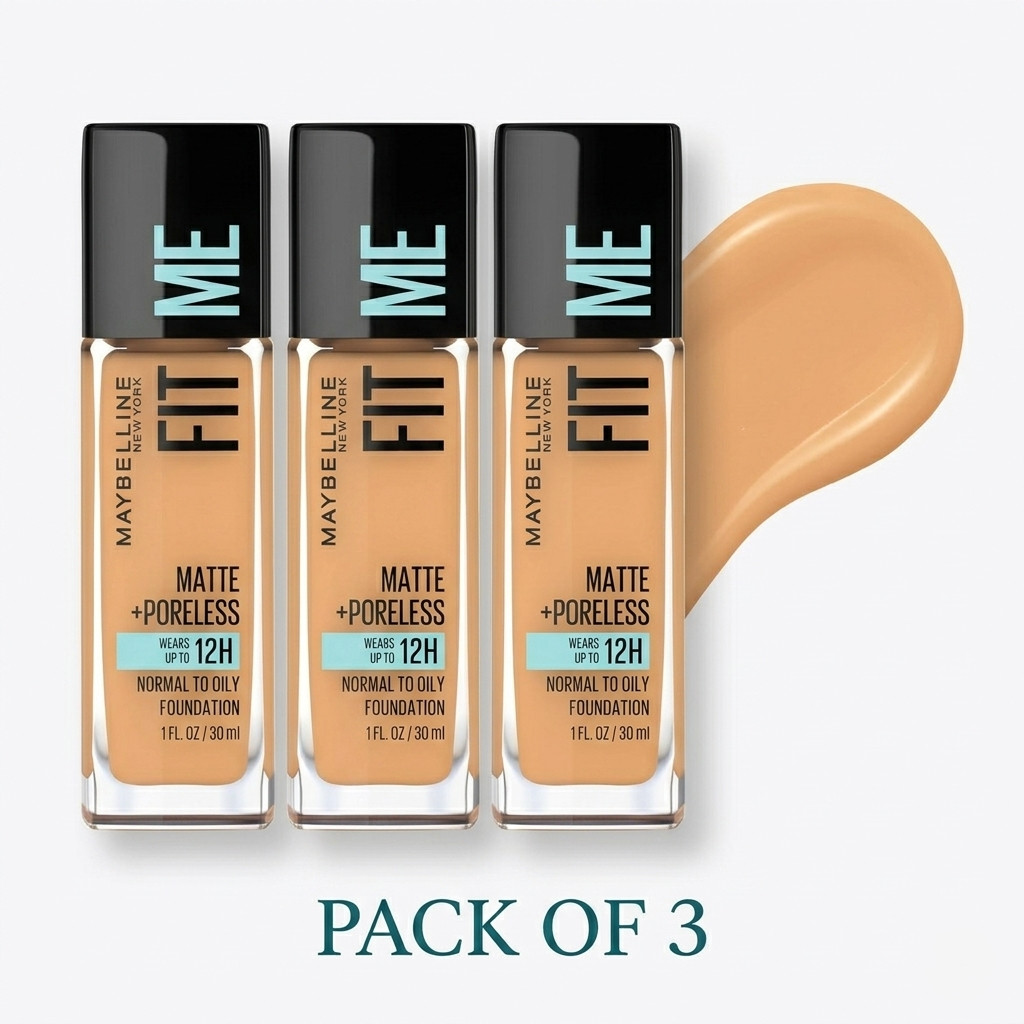 Maybelline Fit Me Matte Poreless Foundation 312 Golden Oil Free Pack of 3