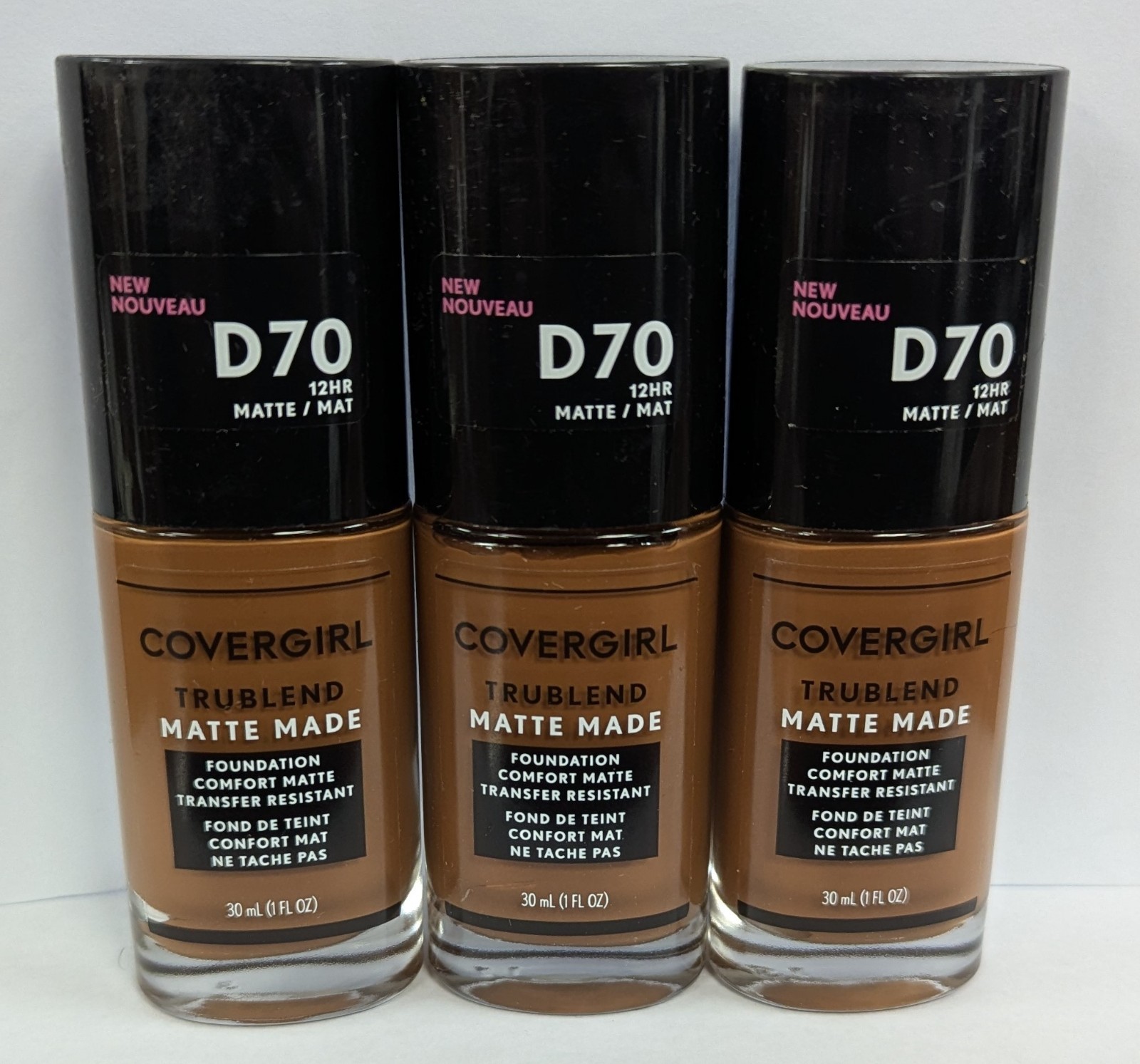 LOT OF 3 – COVERGIRL TRUBLEND MATTE MADE FOUNDATION D70 CAPPUCCINO 1fl oz Each