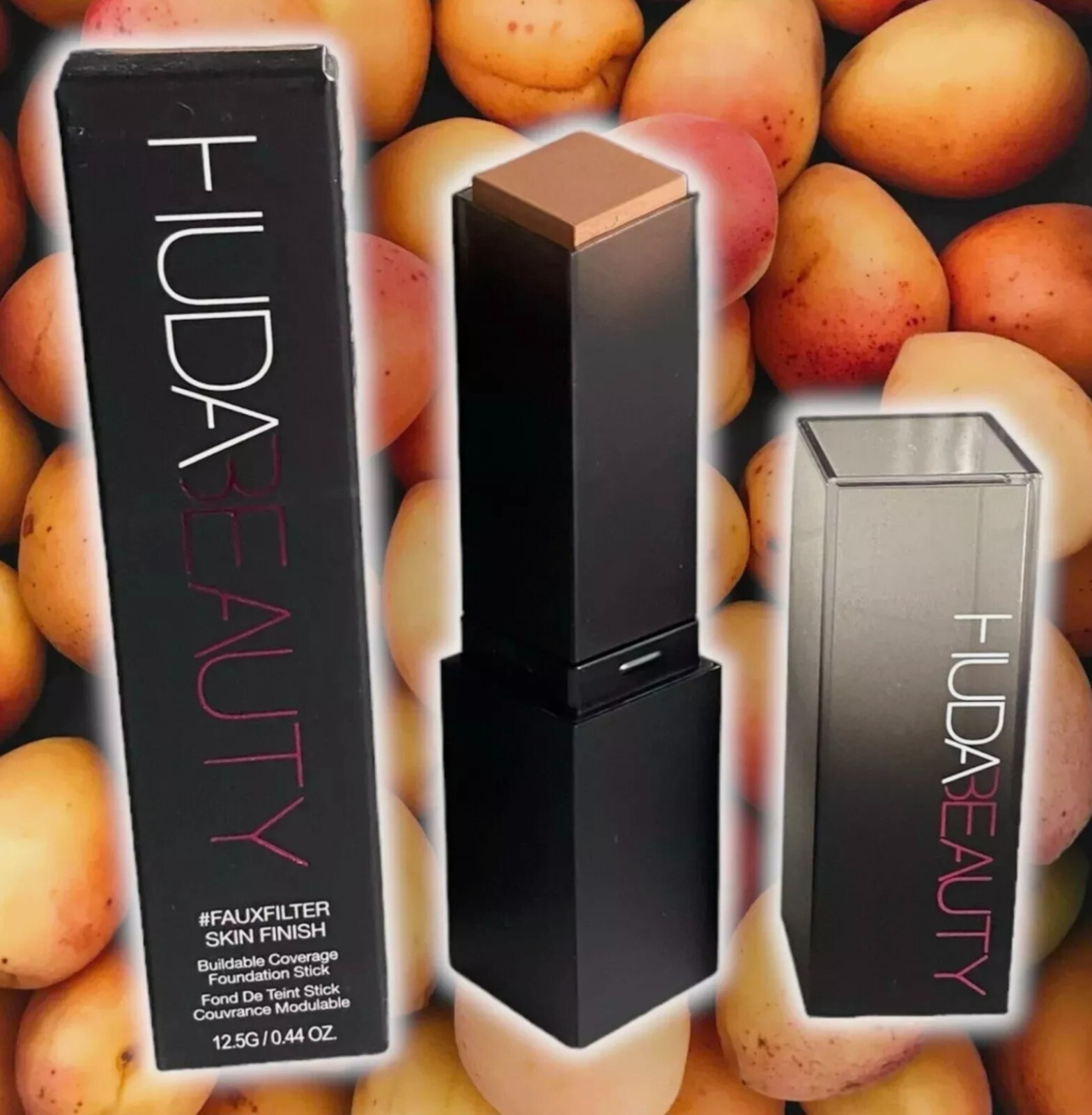 Huda Beauty Fauxfilter Skin Finish Foundation Stick Peaches N’ Cream 245B .44 oz