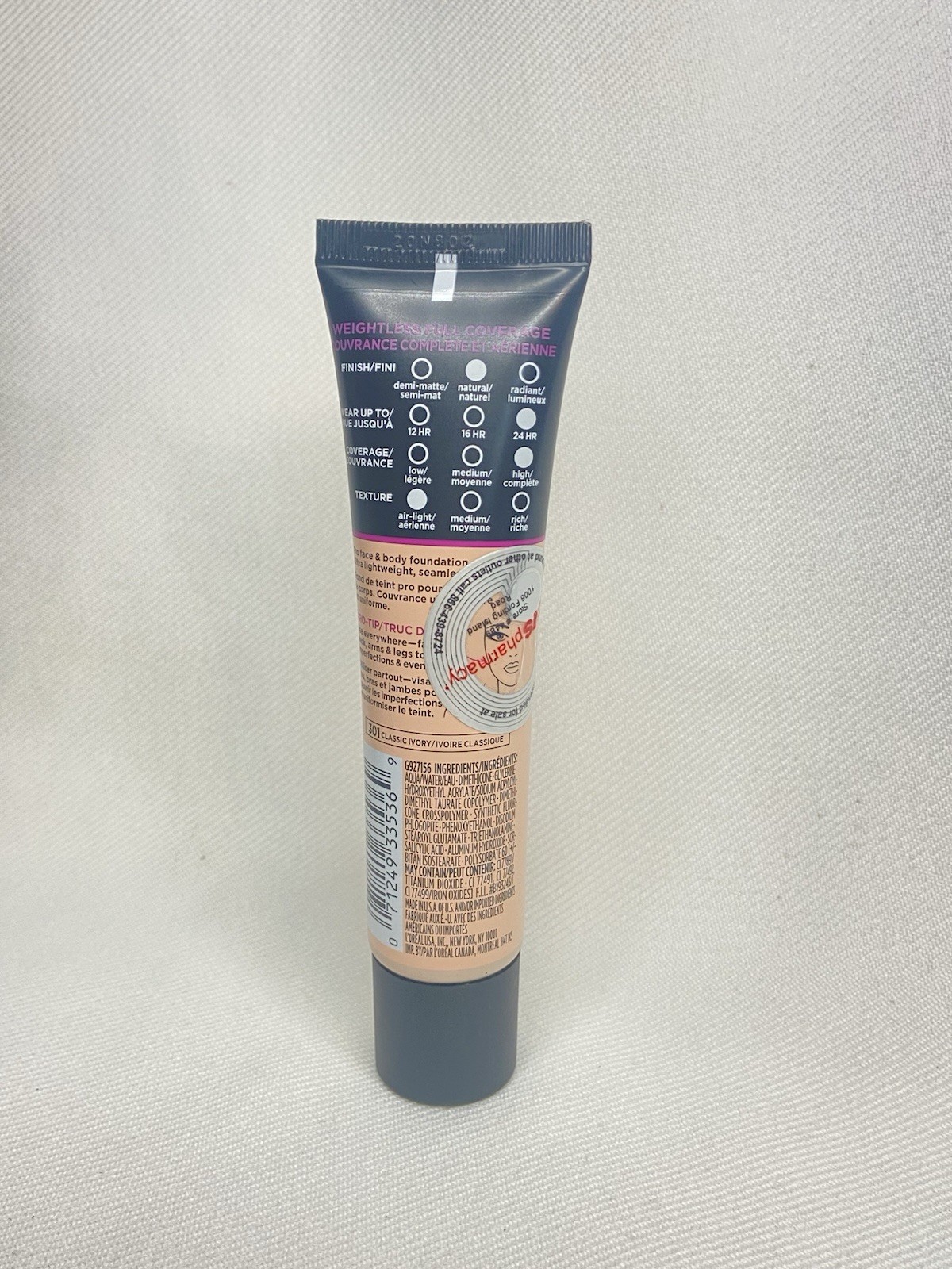 LOREAL Infallible Total Cover Foundation ~ CLASSIC IVORY #301 ~ NEW