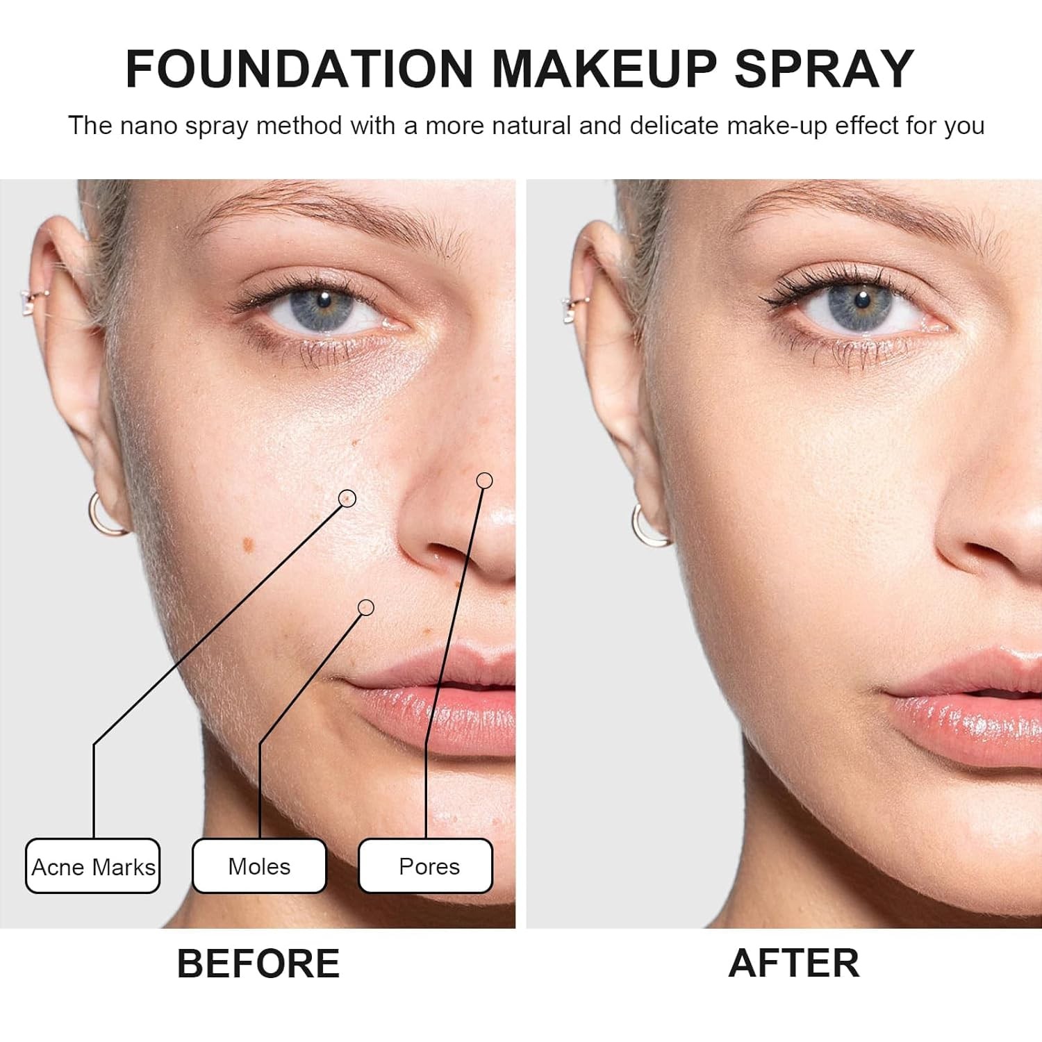 Foundation Makeup Spray Long Lasting Waterproof Full Coverage 2.36oz #2 Beige