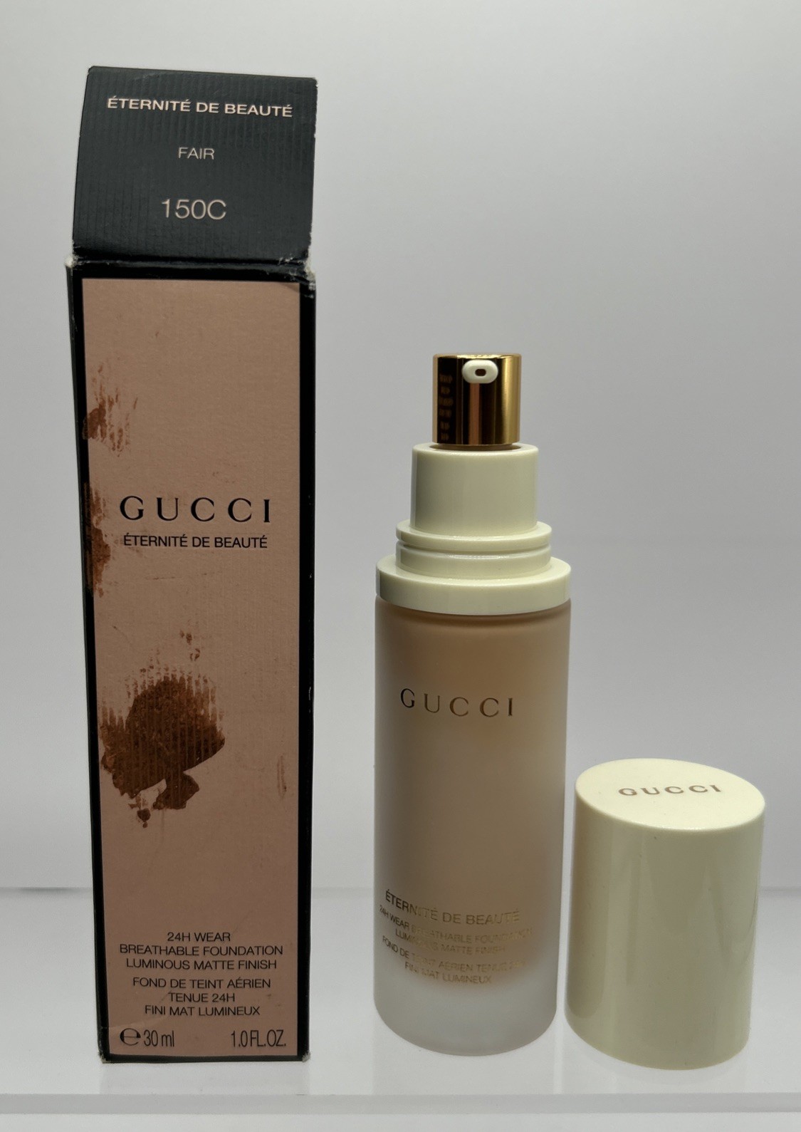 Gucci Foundation 24 Hour Full Coverage Luminous Matte Finish Fair 150C NIB 1 oz