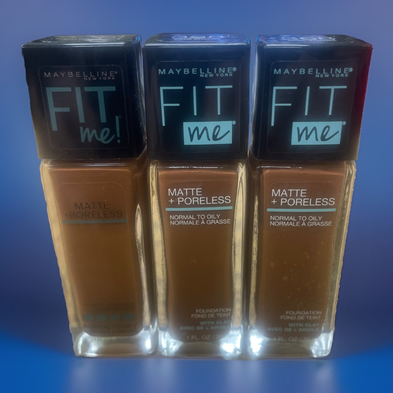 Maybelline Fit Me! Matte + Poreless Foundation 368 Deep Golden Lot Of 3 Bottles