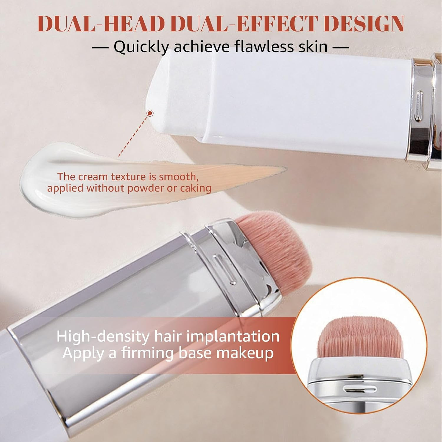 Color Changing Foundation Stick – 2 in 1 Dual Ended White Foundation Stick, Long