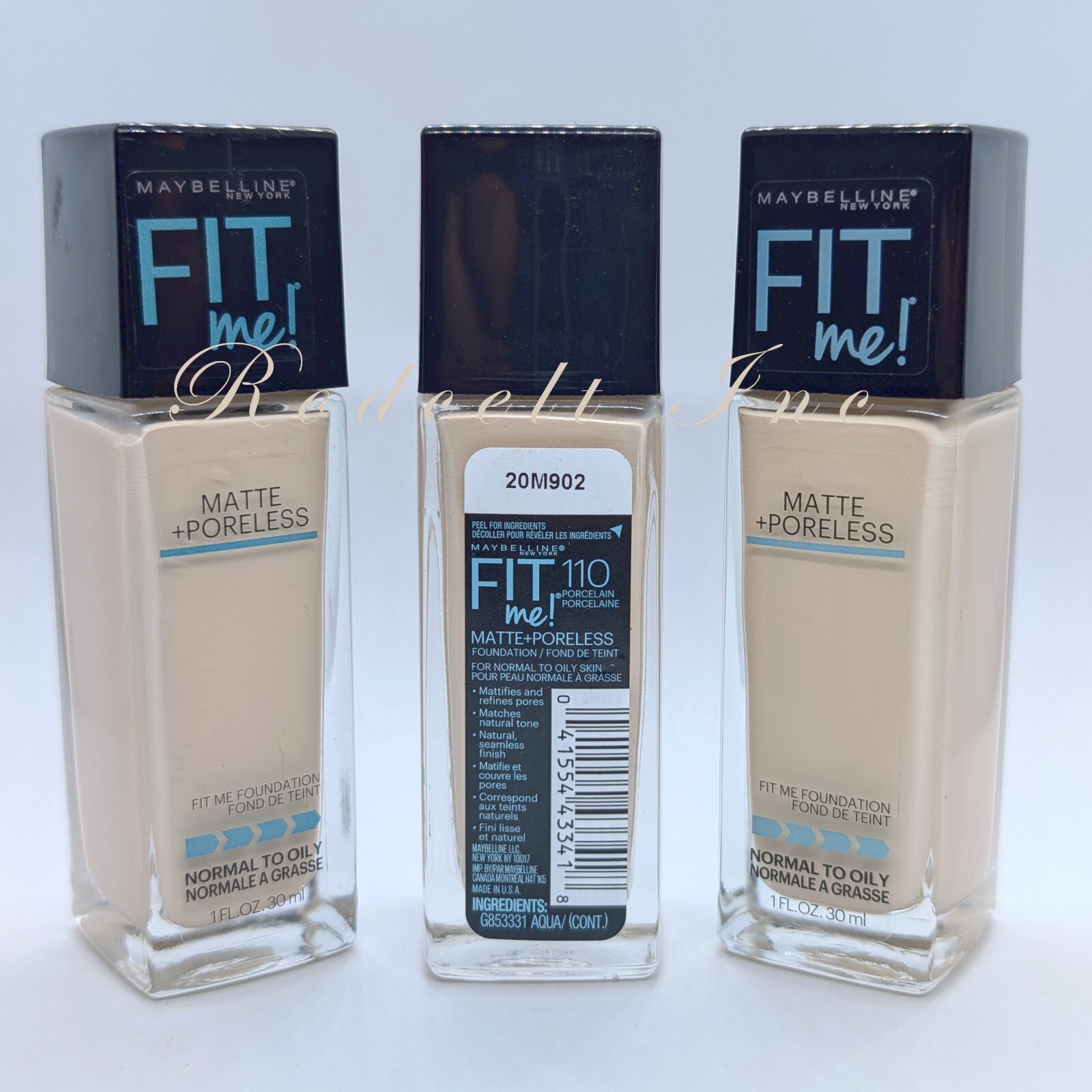 MAYBELLINE FIT ME MATTE + PORELESS 110 PORCELAIN (1 fl. oz.) ***LOT OF 3***