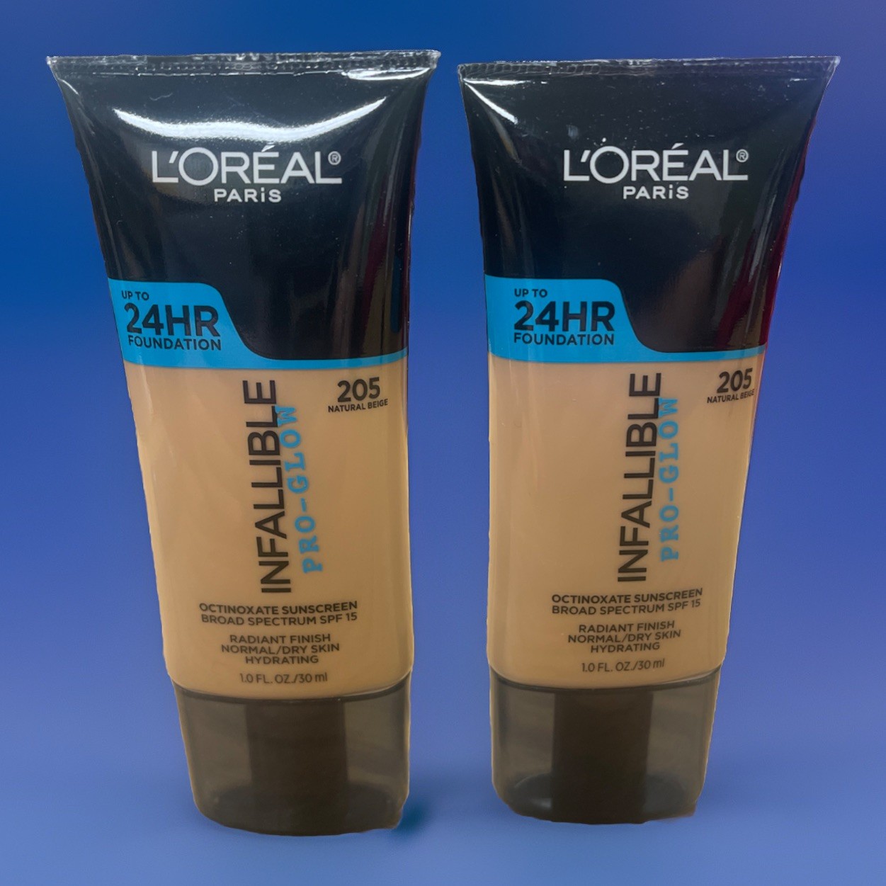 L’Oreal Loreal Paris Infallible Pro-Glow Foundation 205 Natural Beige Lot Of 2