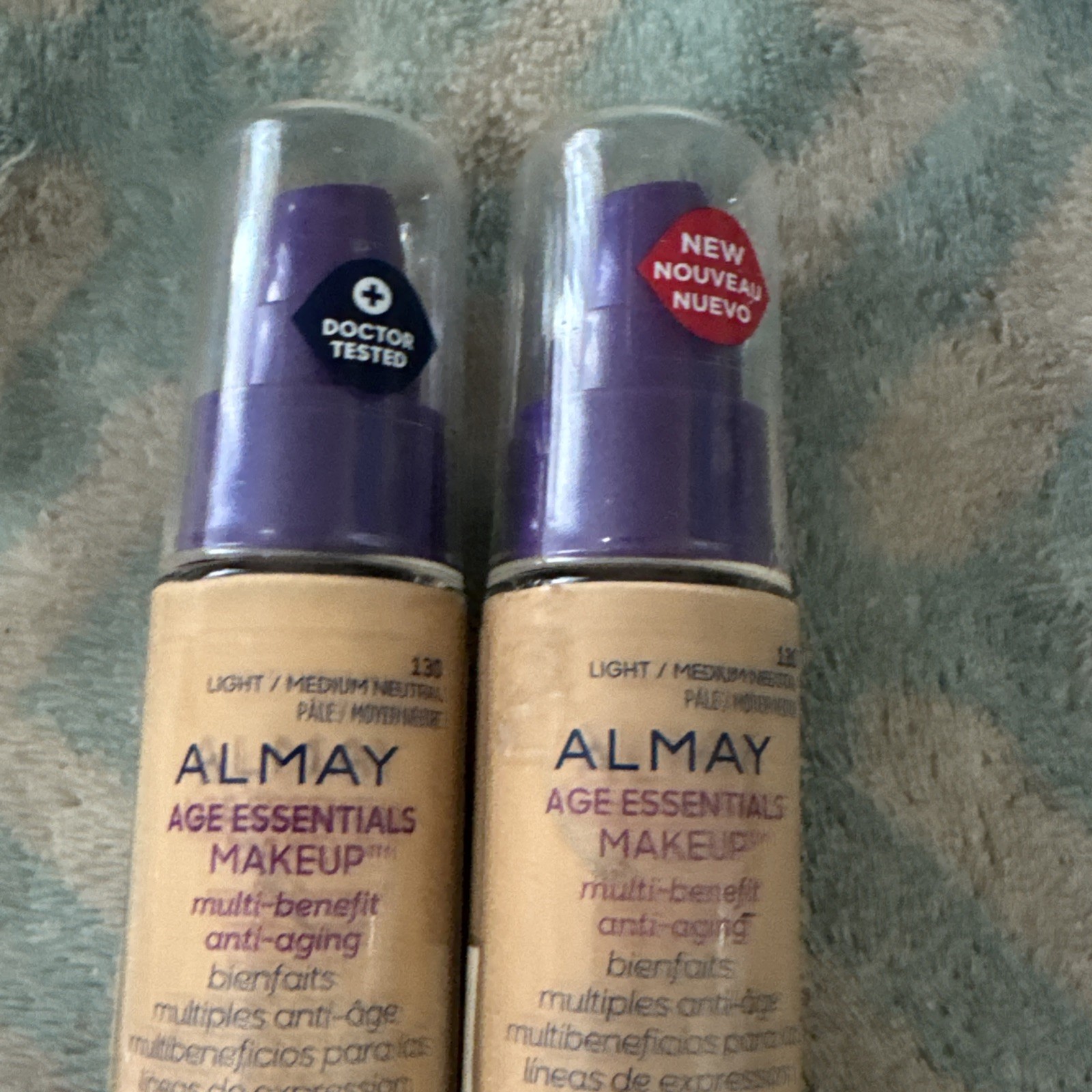 2x Almay Age Essentials Makeup Multi-Benefit SPF 15 130 Light / Medium Neutral