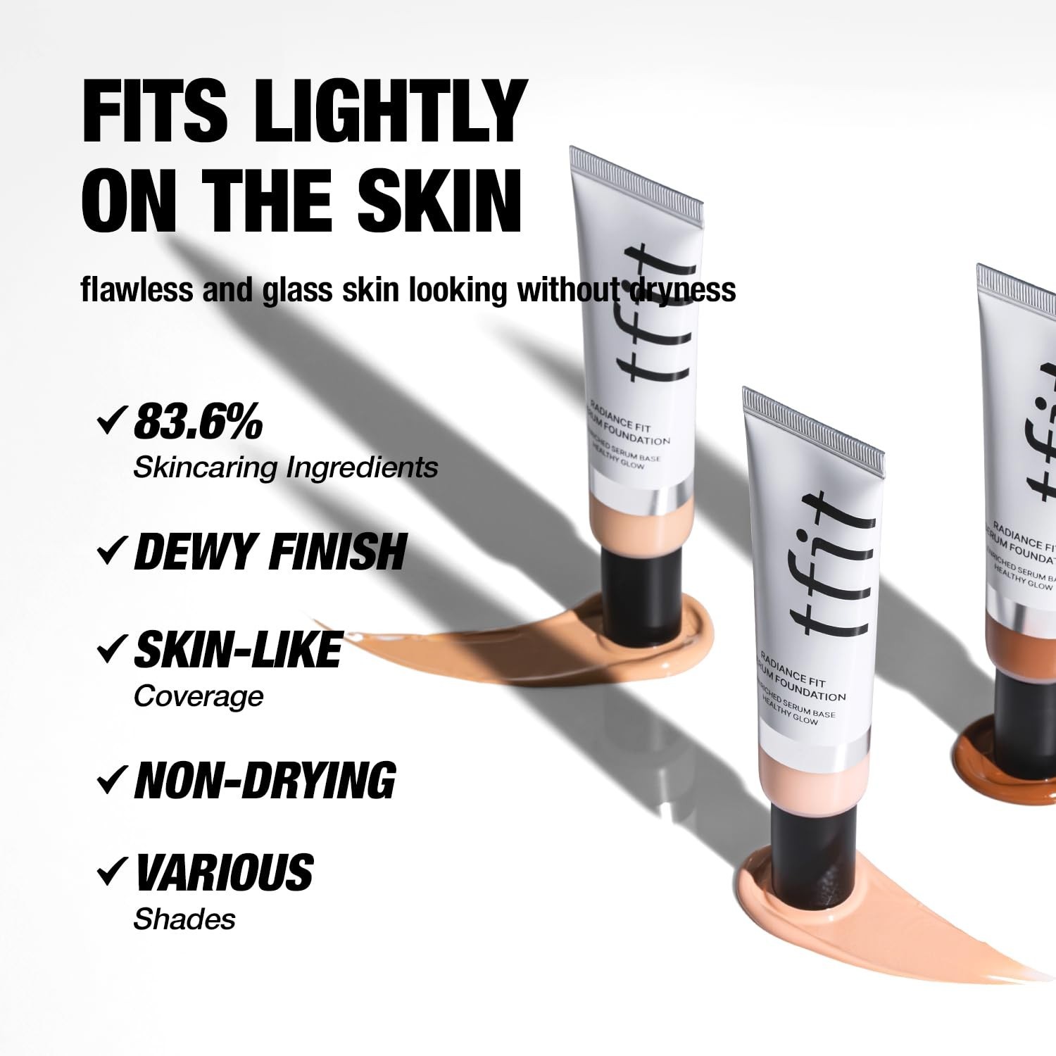 TFIT Radiance Fit Serum Foundation 30g | Lightweight Hydrating Coverage 7 Shades
