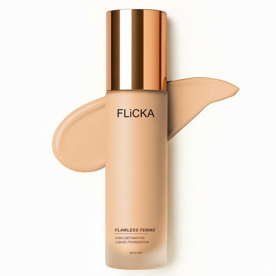 FLiCKA Flawless Femme Liquid Foundation for Face Makeup 02 Ivory 30ml