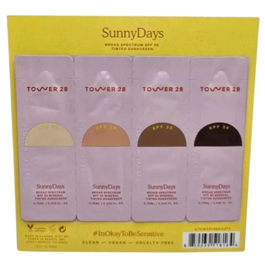 Tower 28 SunnyDays Tinted Sunscreen Board Spectrum SPF 30 Sunny Days Sample Card