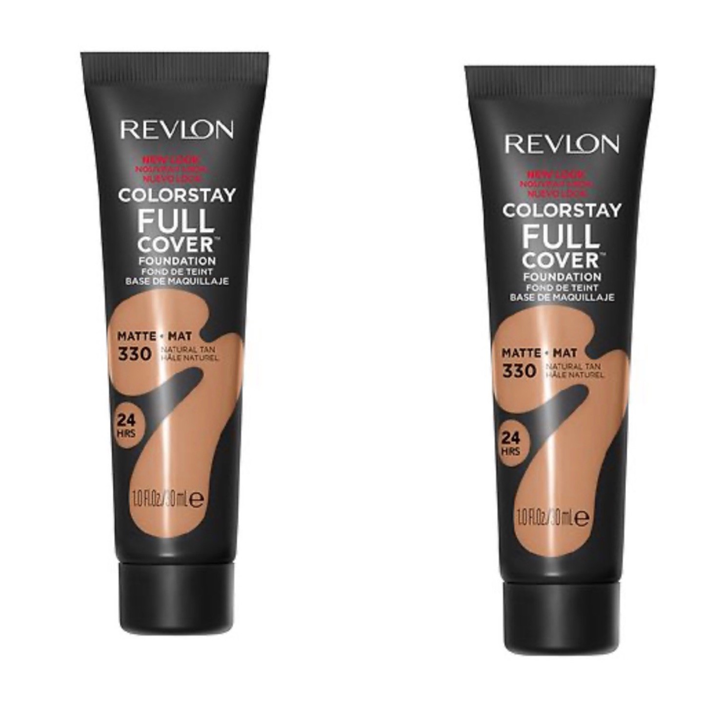 2-Revlon Colorstay Full Cover Foundation Matt 330 Natural Tan 24 Hrs 1.0 Fl oz