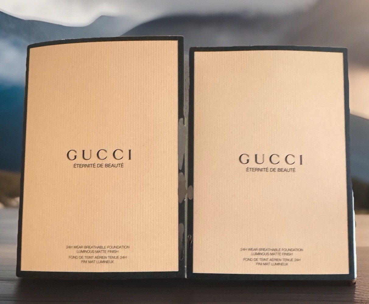2 X Gucci Eternite De Beaute 24H Luminous Matte Foundation 5-Shade Sample Cards
