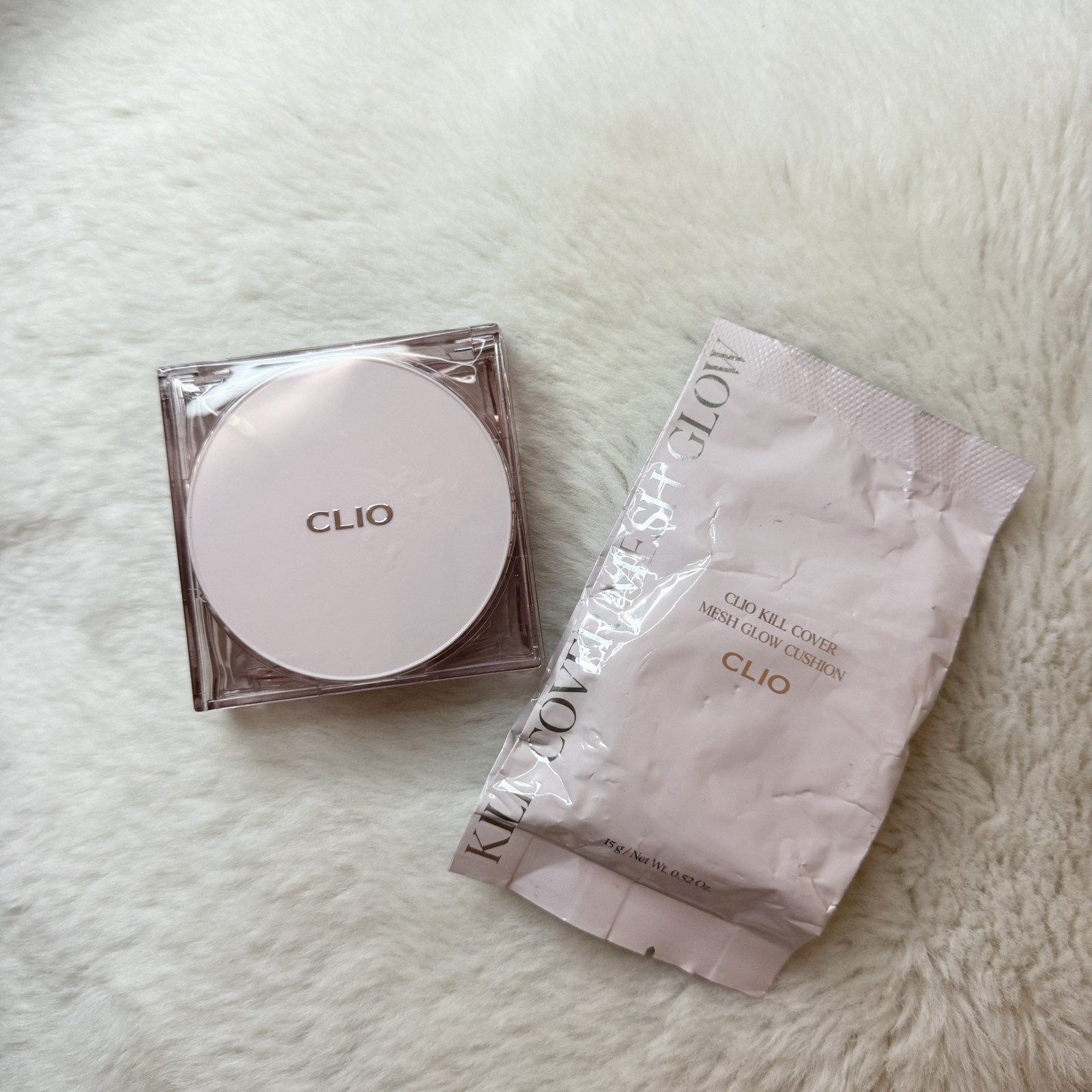 CLIO Kill Cover Mesh Glow Cushion 24W Sand New 0.52 Oz/15g w/ Refill & Xtra Puff