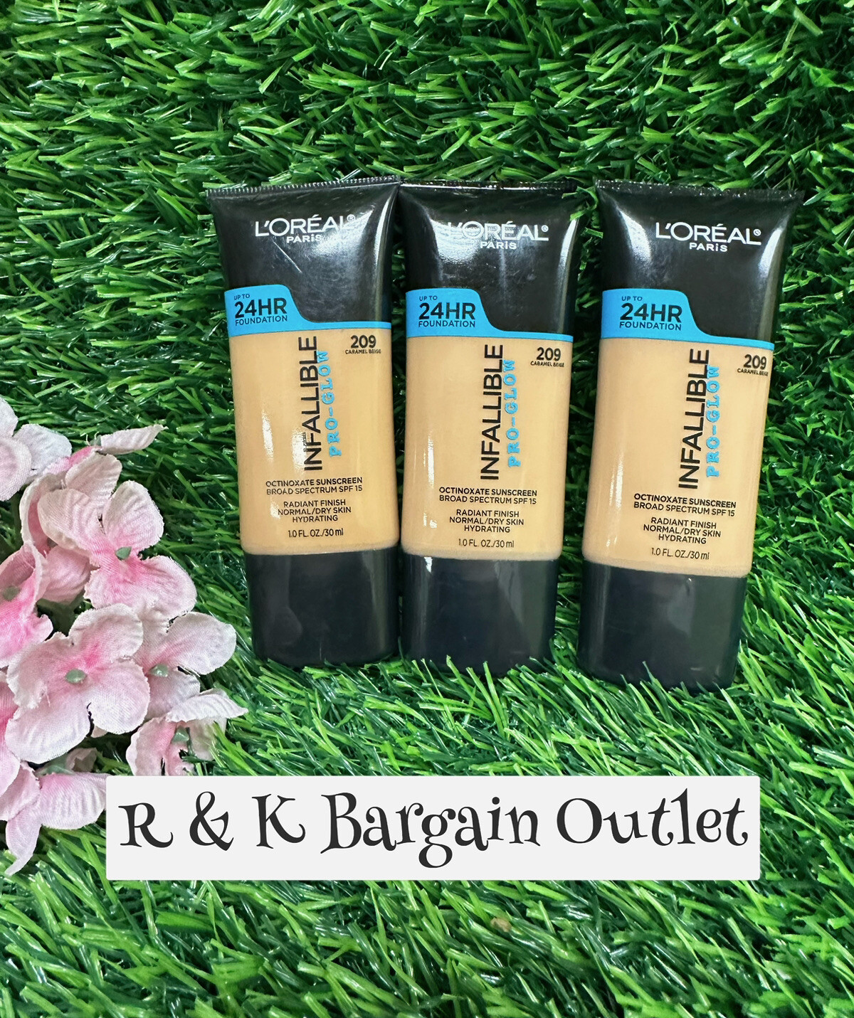 L’Oreal Paris Infallible Pro-Glow Foundation 209 Caramel Beige Lot of 3