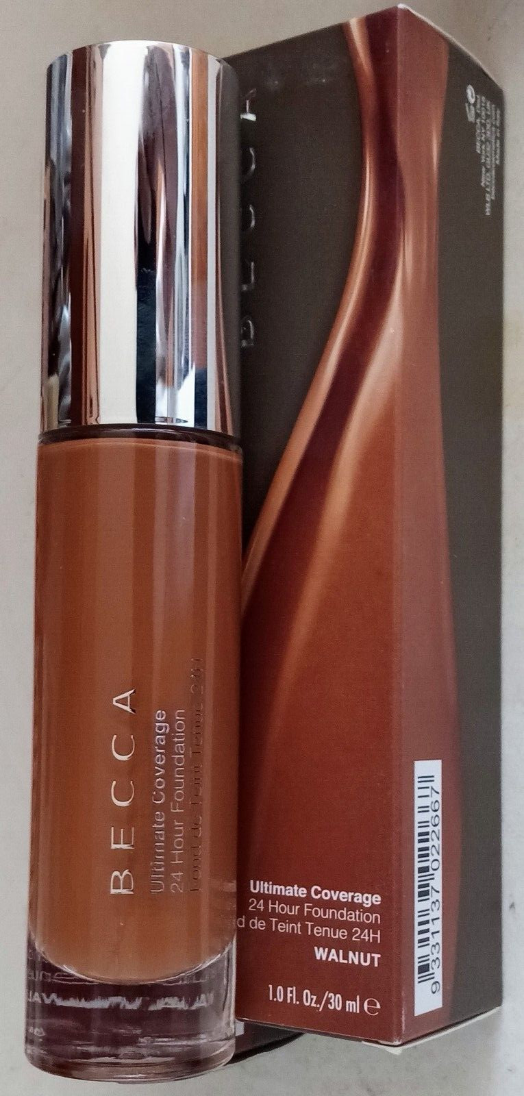 Becca Ultimate Coverage 24 Hour Foundation Face Makeup Walnut 1 FL oz 30mL