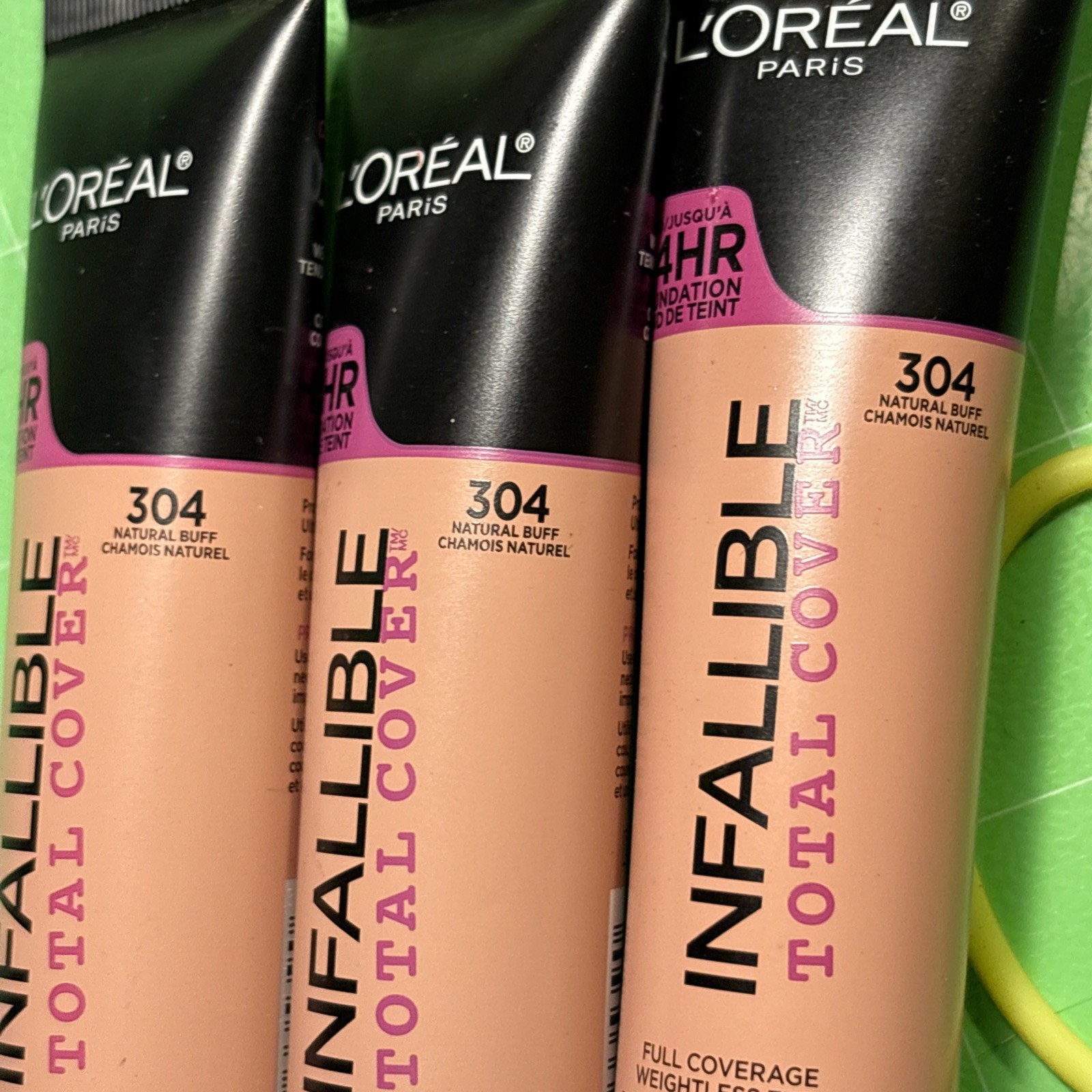 3-Loreal Paris 24 hr INFALLIBLE Total Cover Foundation #304 NATURAL BUFF Sealed